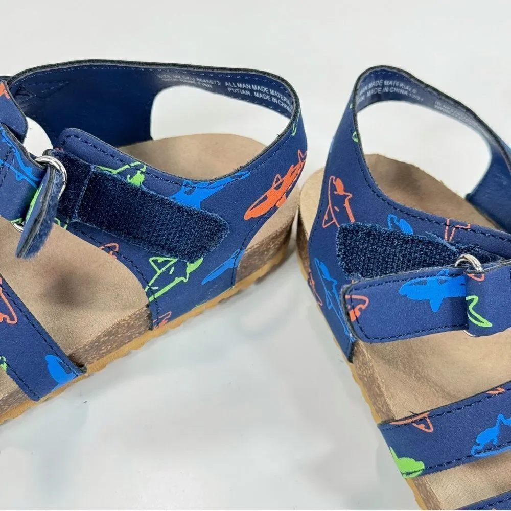 Max + Jake Finn Sharks Strappy Closed Toe Fisherman Sandals Blue Multi Toddler 9